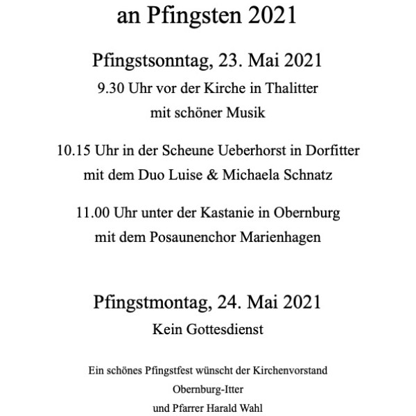 Pfingsten in Obernburg-Itter
